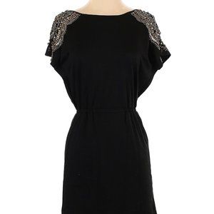 Isabel Lu Black Beaded Wool Dress XS